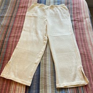 Women’s Soft Surroundings Cheesecloth Elastic Waistband Pants, petite medium